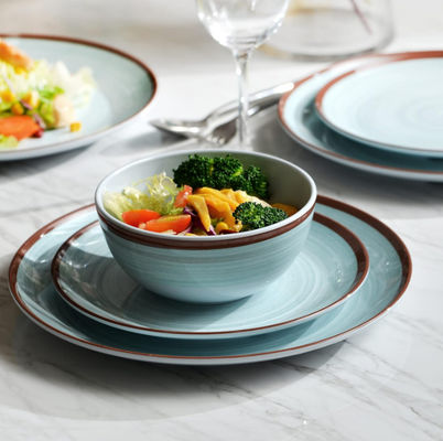 Πράσινο 12pc μελαμίνη Εγκατάσταση πιάτα και μπολ Morden