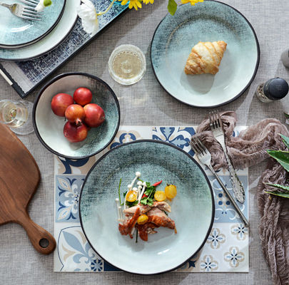 Πράσινο 12 κομμάτια μελαμίνη σκεύη για εξωτερική εσωτερική χρήση