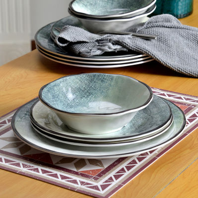 Πράσινο 12 κομμάτια μελαμίνη σκεύη για εξωτερική εσωτερική χρήση