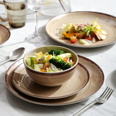 Καφέ χρώμα πλάκες μελαμίνης σετ χωρίς θραύσματα στρογγυλό