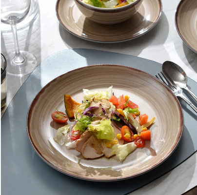 Καφέ χρώμα πλάκες μελαμίνης σετ χωρίς θραύσματα στρογγυλό